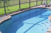 Our fabulous private pool with a lovely view at our Orlando villa near Disney World Florida 